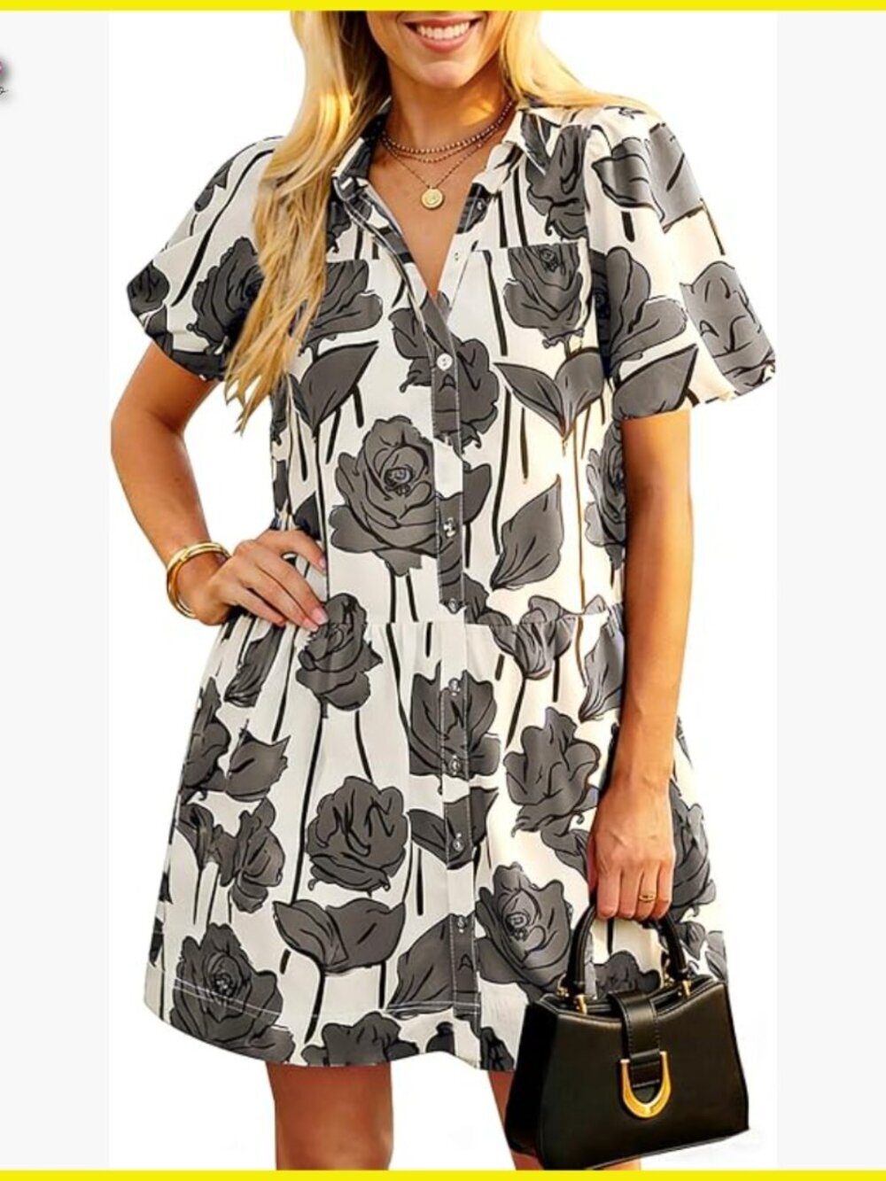 Floral Print Puff Sleeve Mini Dress A-Line Casual Boho Summer Sundress